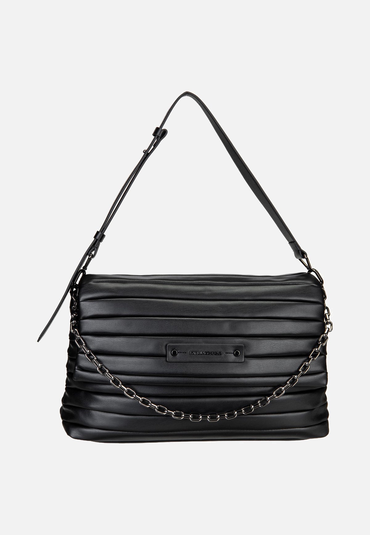 Karl Lagerfeld K/Essential Plie Medium Flap Shb Black-Gunmetal  Evening Bag