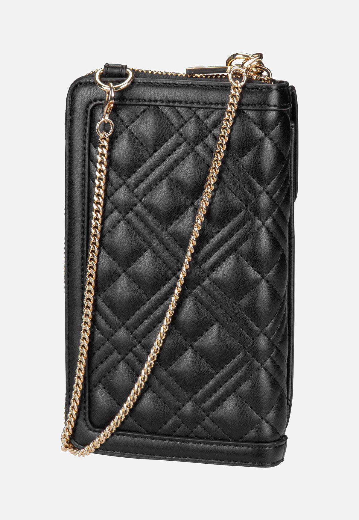 Love Moschino SLG Quilted 5682 Black Galvanica Oro Phone Pouch