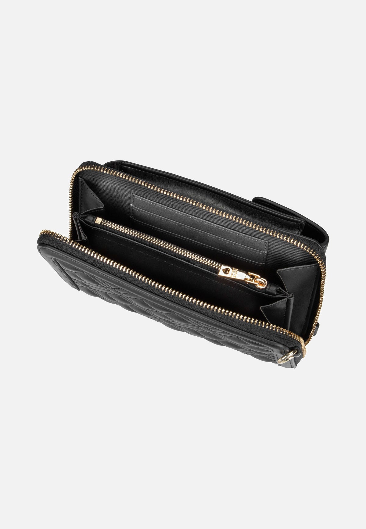Love Moschino SLG Quilted 5682 Black Galvanica Oro Phone Pouch