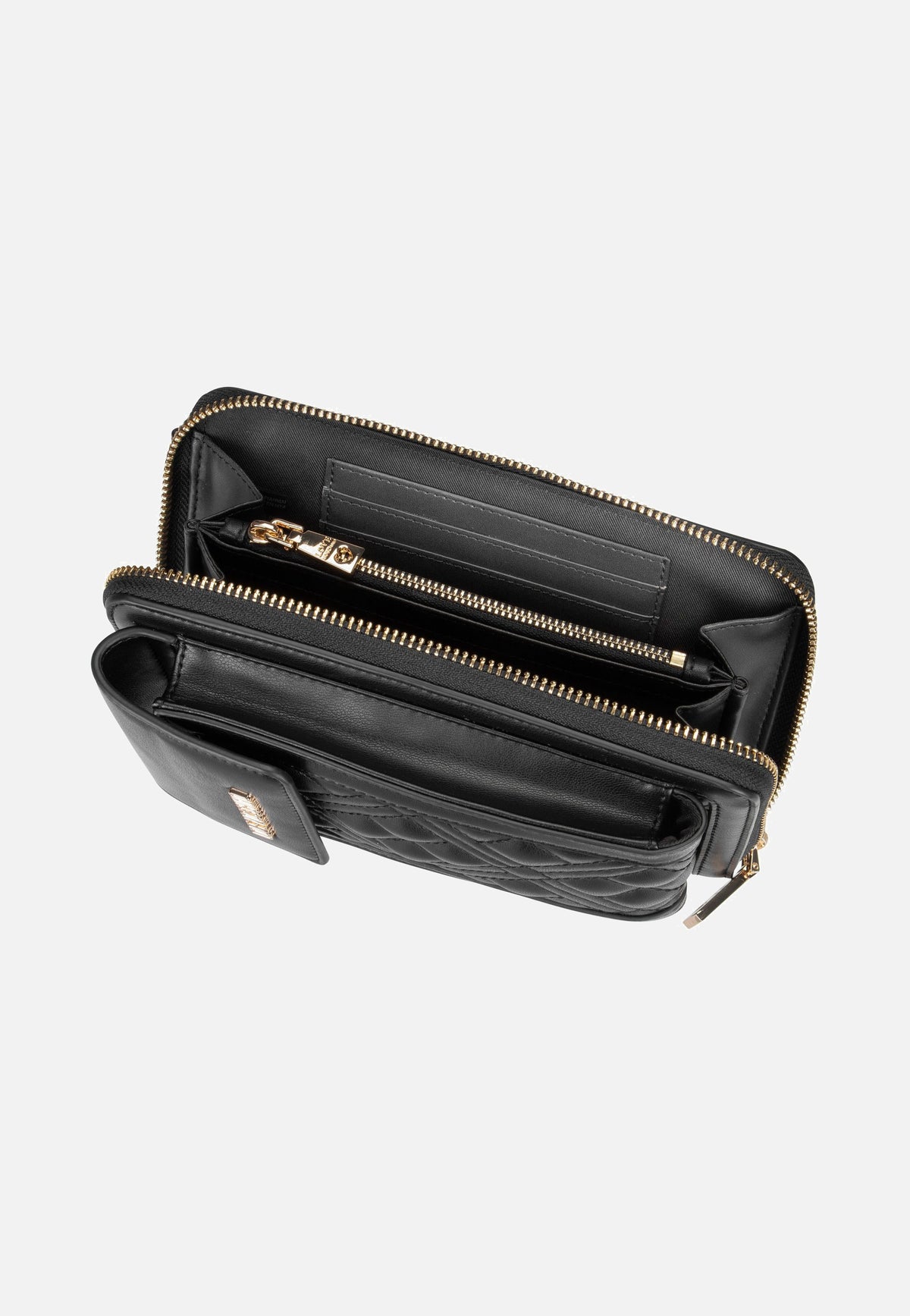 Love Moschino SLG Quilted 5682 Black Galvanica Oro Phone Pouch