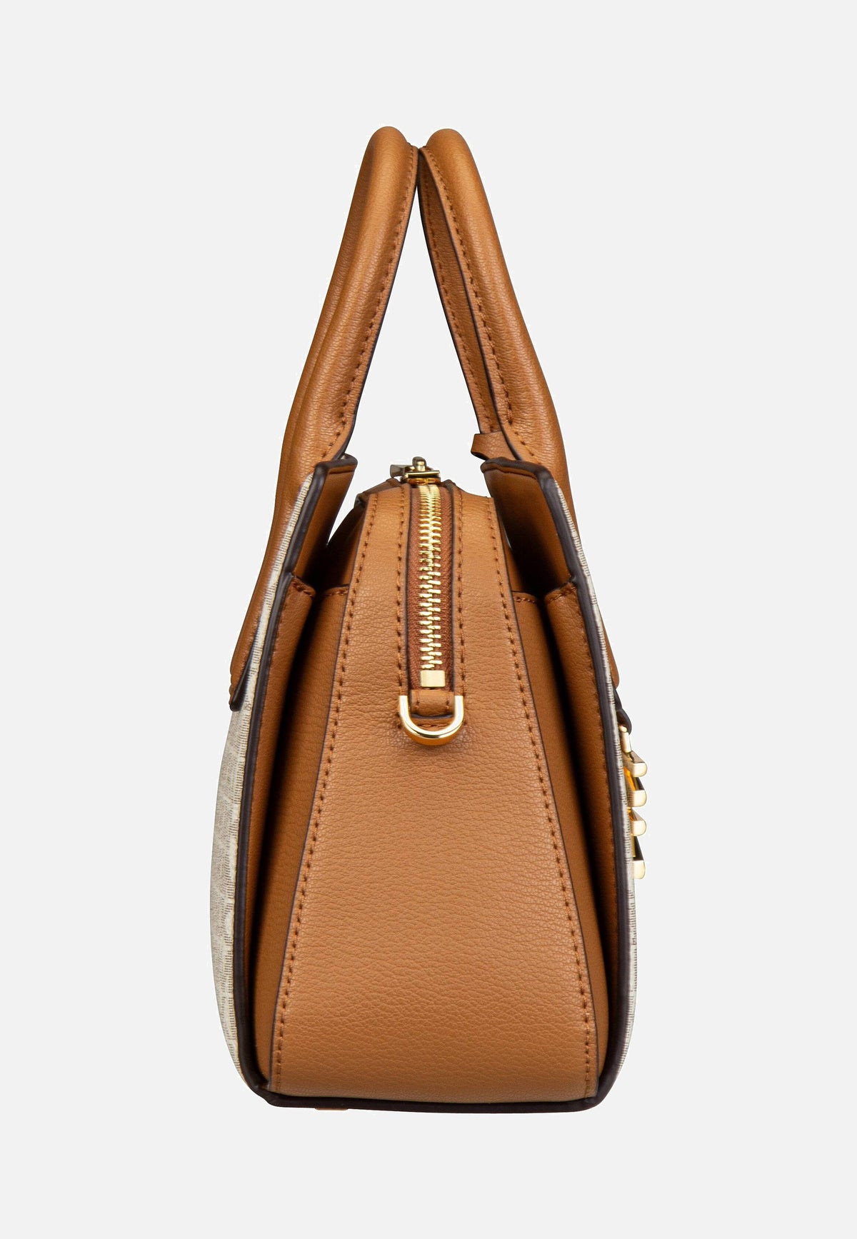 Michael Kors Laila SM Satchel MK SIG Vanilla/Acorn Handvat tas