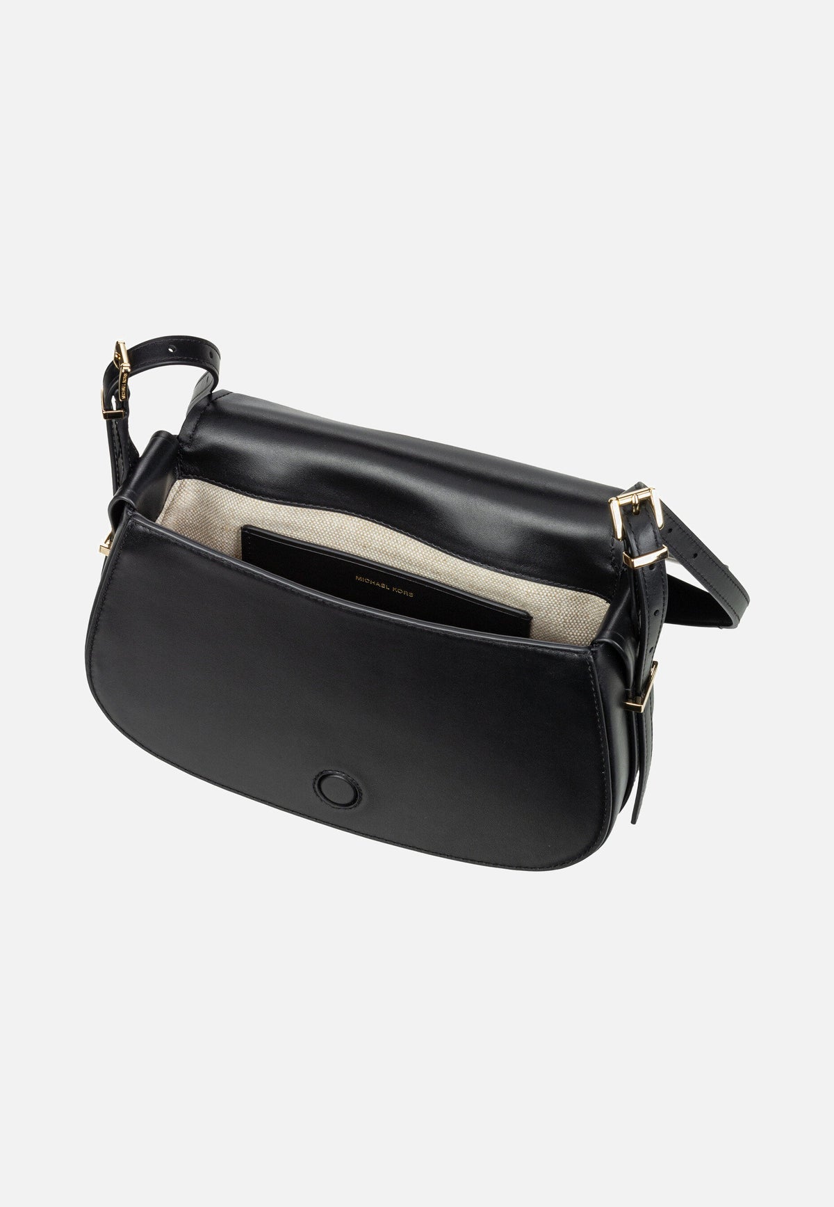 Michael Kors Lydia MD Flap Black Saddle Bag