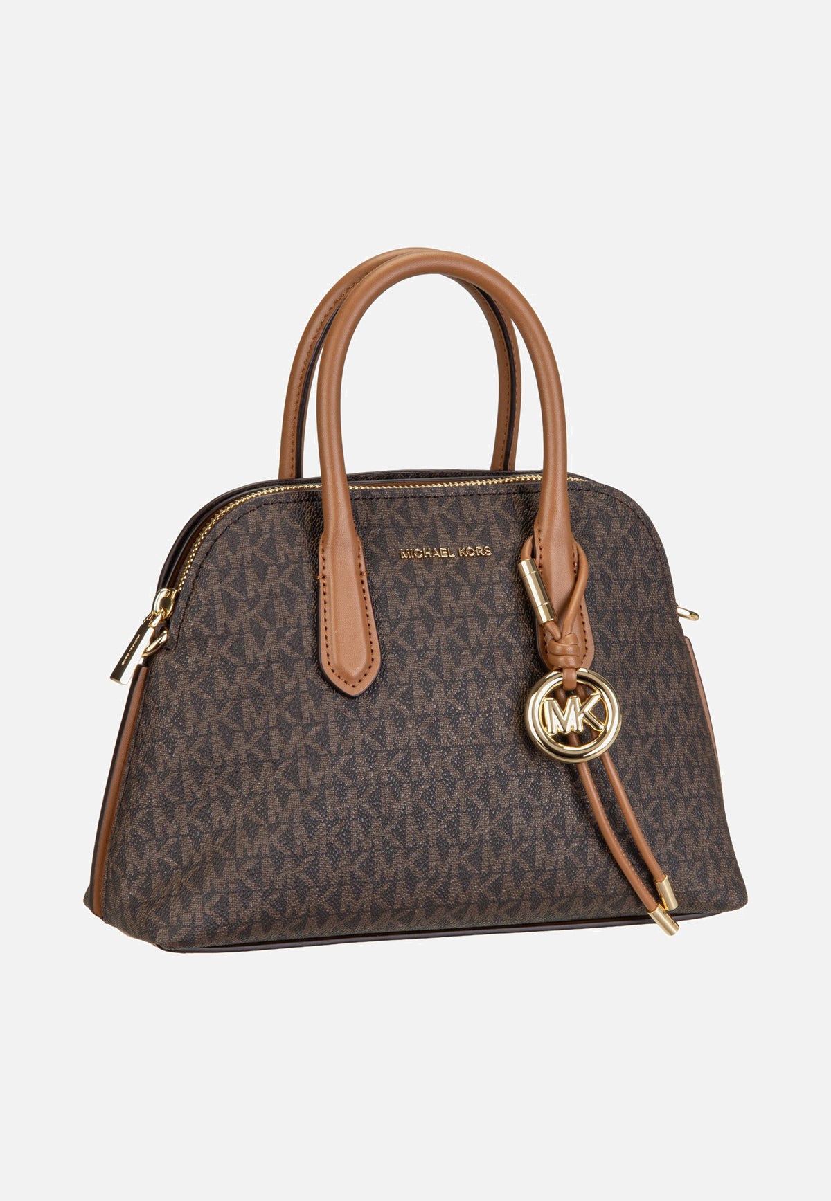 Michael Kors Freddie Medium Dome Chn Stchl Brown/Acorn Borsa con manico