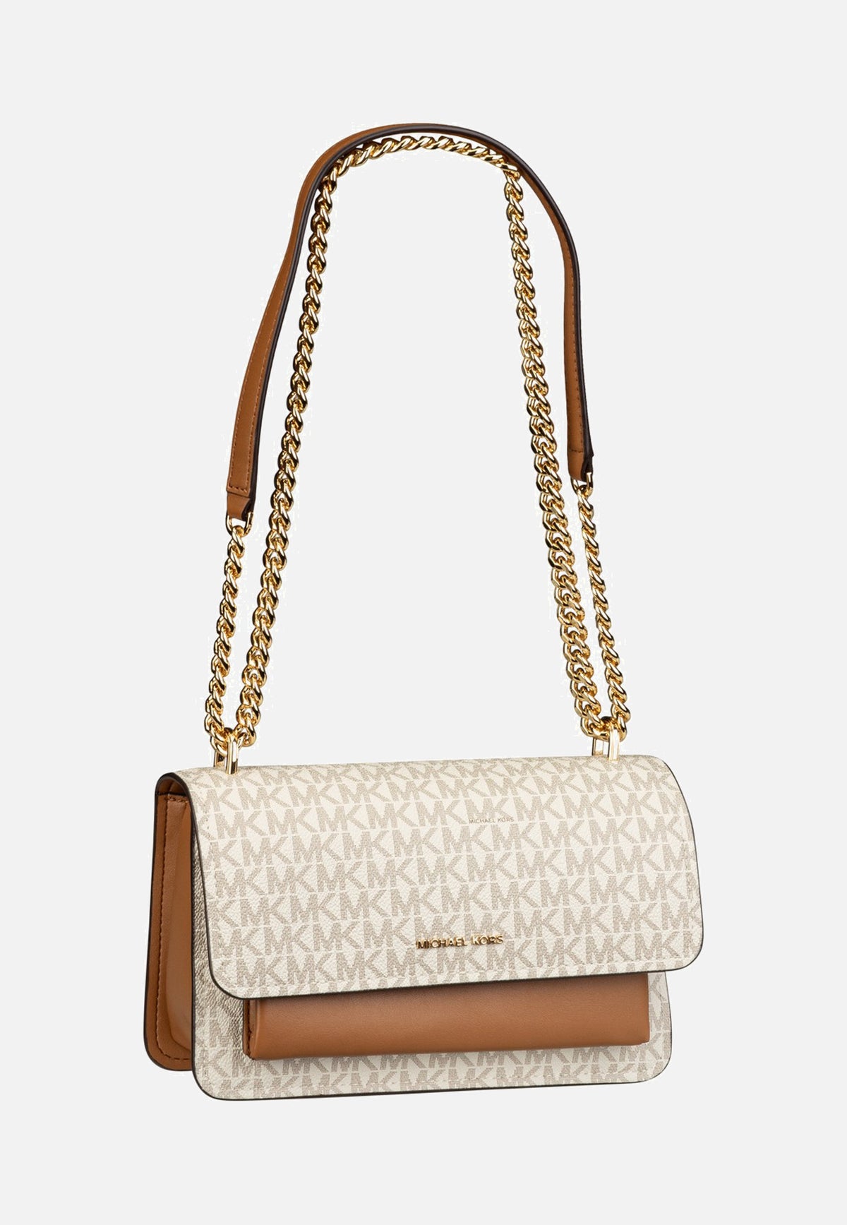 Michael Kors Claire LG Shoulder MK Sig Vanilla/Acorn Shoulder Bag