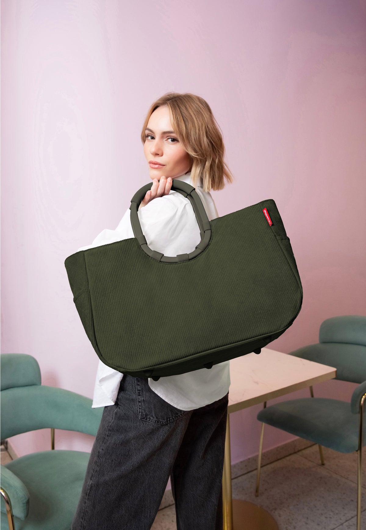 reisenthel Loopshopper L Cord Dark Matcha Carrello della spesa