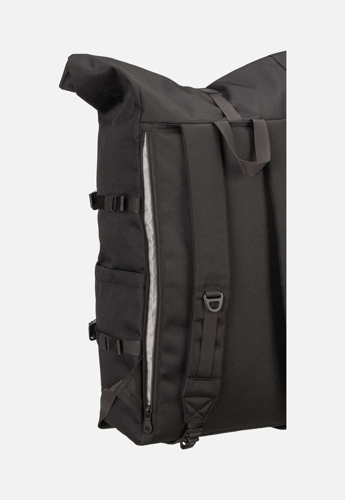 Sandqvist Icon BP L Black/Black Leather Rolltop Backpack