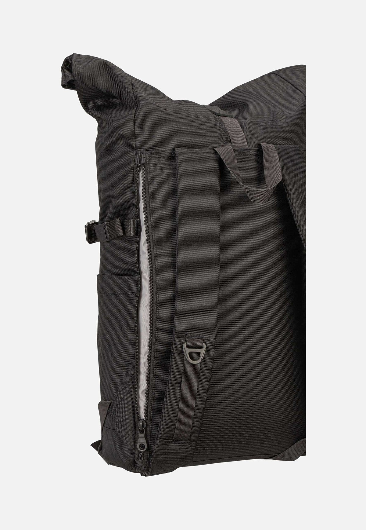 Sandqvist Icon BP M Black/Black Leather Rolltop Backpack