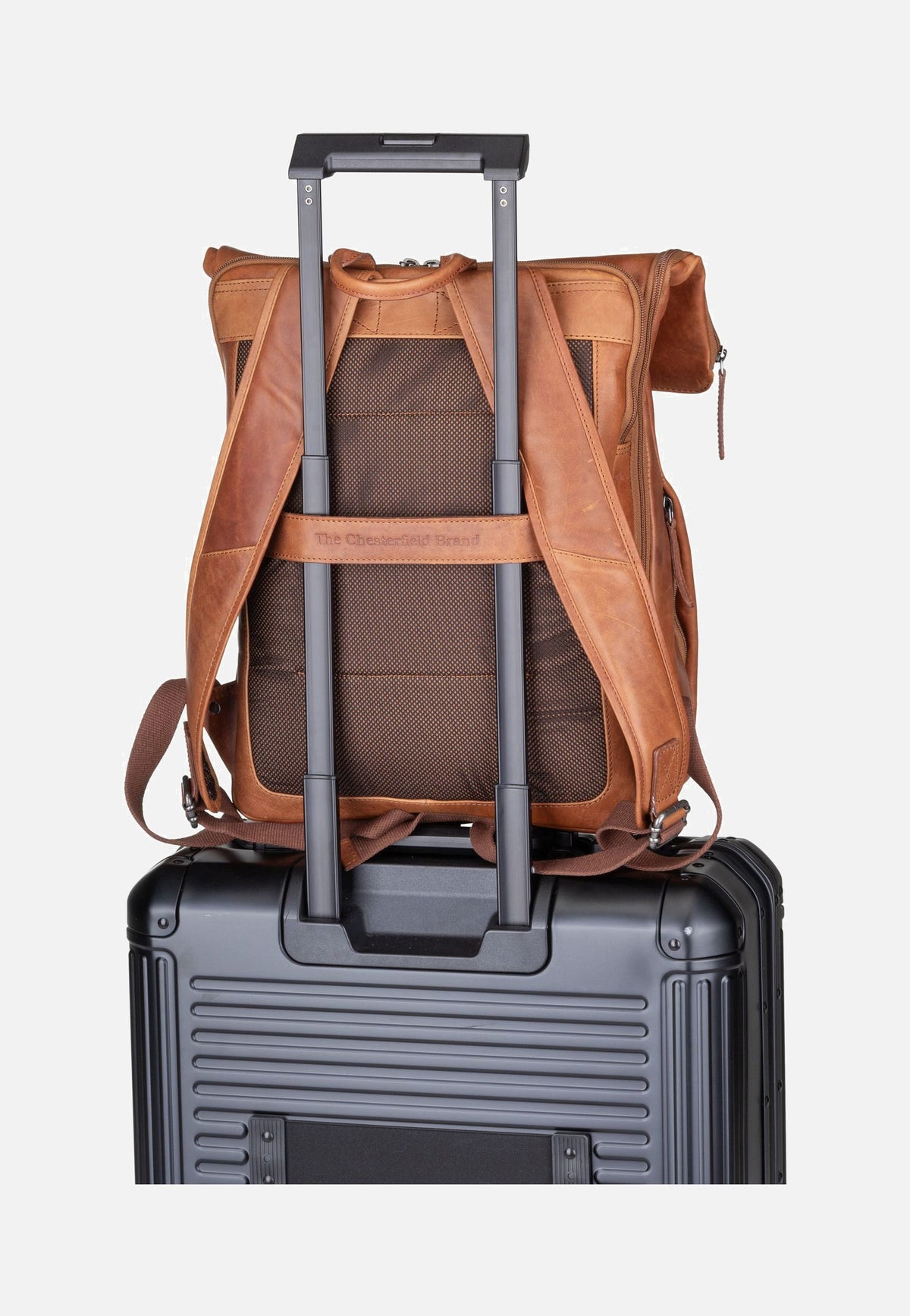 The Chesterfield Brand Savona 0322 Cognac Rolltop Backpack