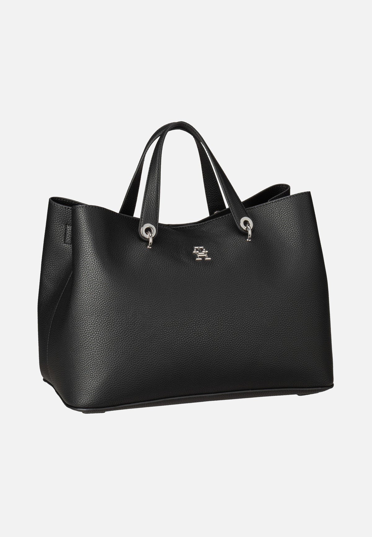 Tommy Hilfiger TH Emblem Satchel Black Tote Bag