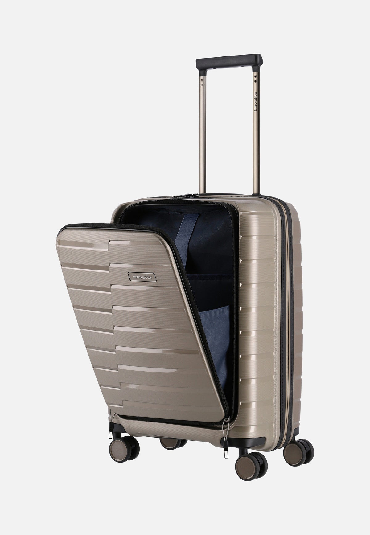 travelite Air Base 4-Rad Trolley S Vortasche Champagner Suitcase
