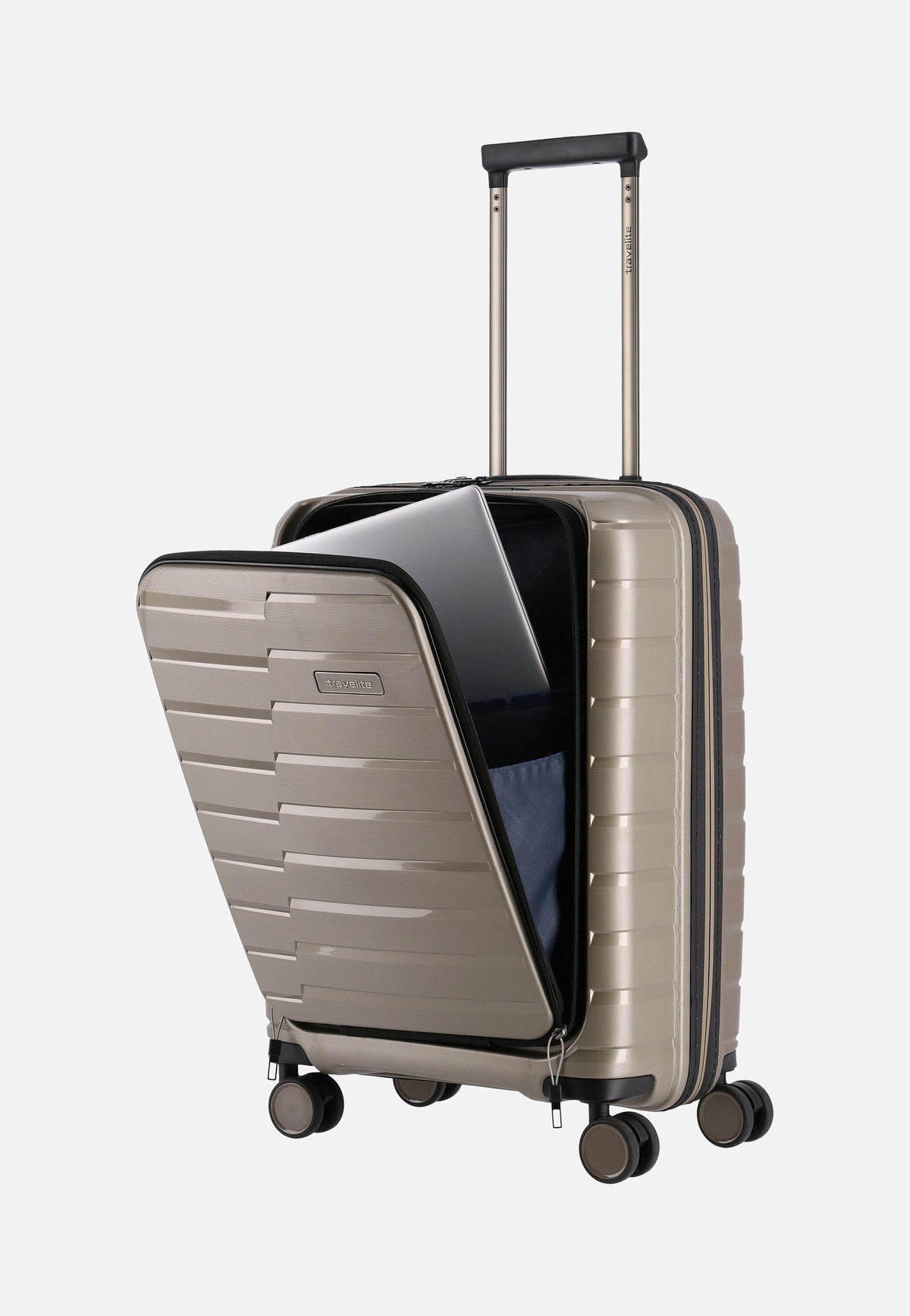 travelite Air Base 4-Rad Trolley S Vortasche Champagner Suitcase