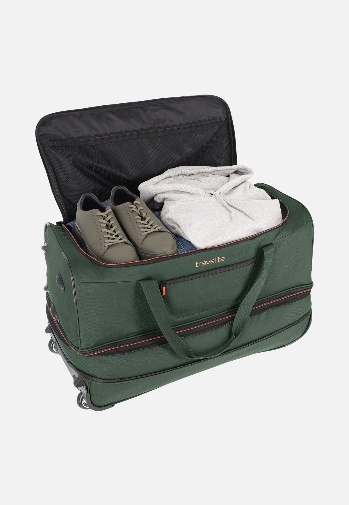travelite Basics Trolley L Dunkelgrün Travel Bag with Wheels