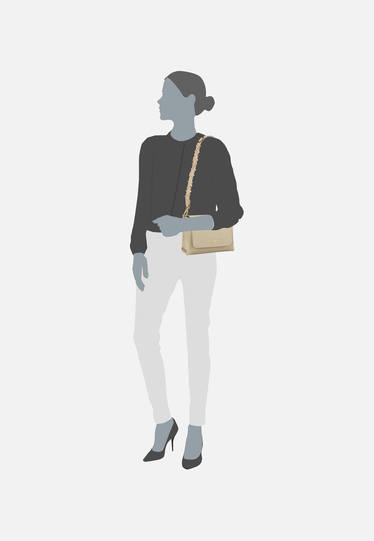 Valentino Alexia Cartella 806 Ecru Shoulder Bag